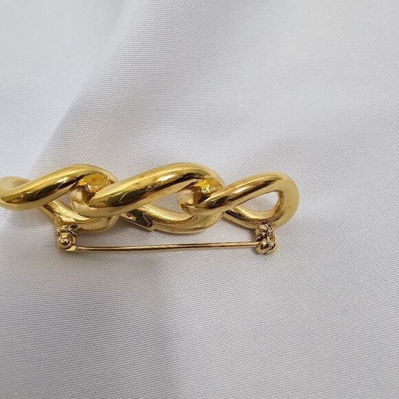 Vintage Christian Dior Chain Brooch in Gold - Picture 7 of 7